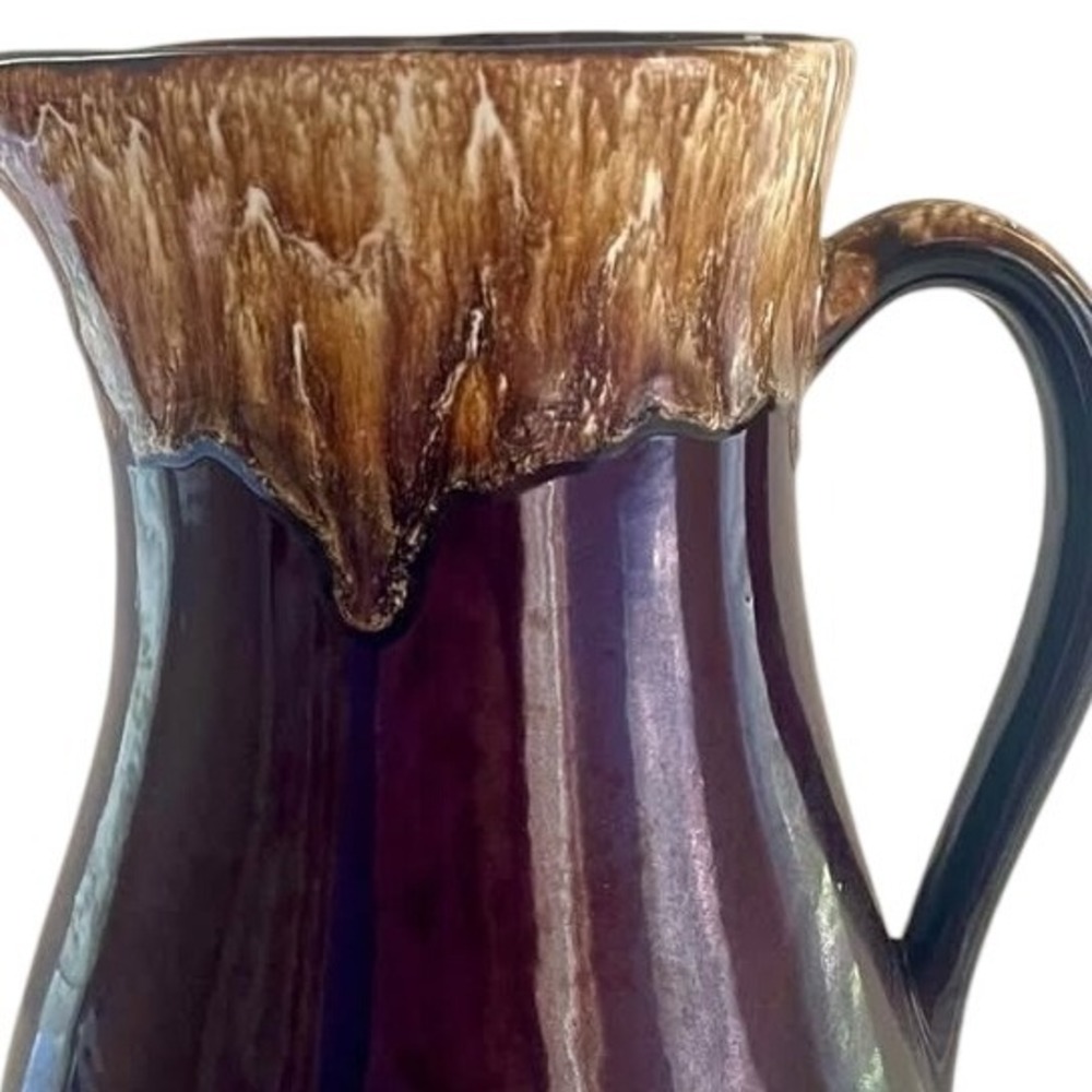 Vintage Hull Pottery Drip Glaze Pitcher Brown Cream Drip Glaze USA‎